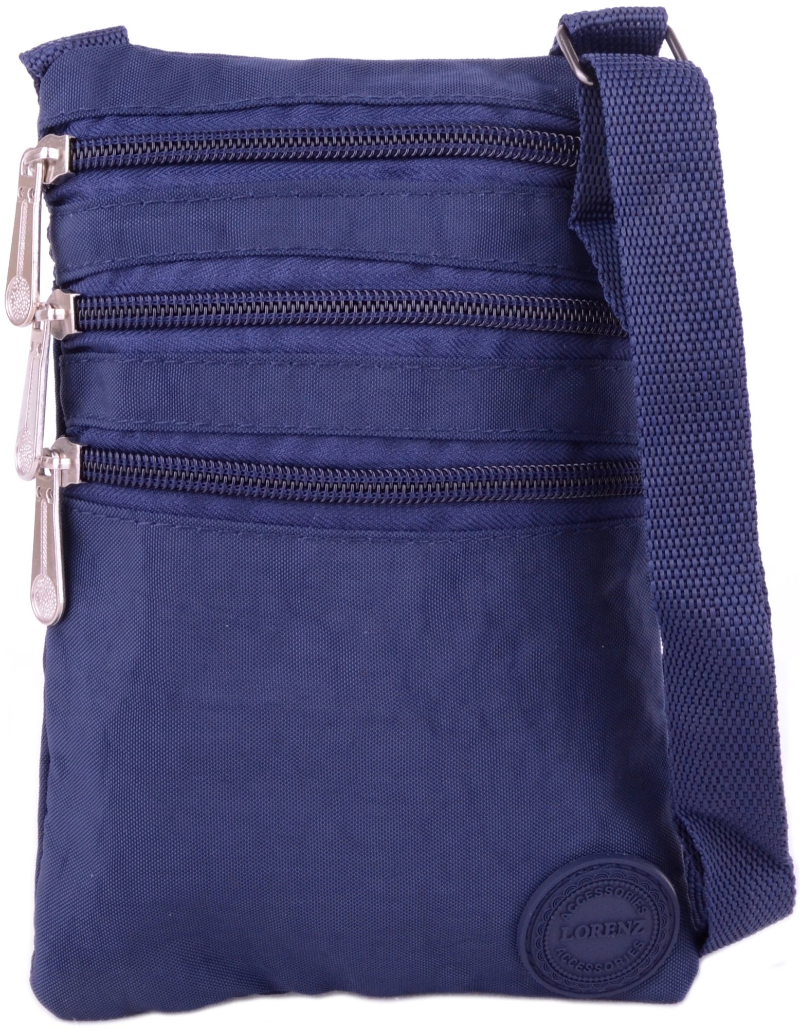 Ladies/Womens Crinkled Nylon Small Cross Body/Shoulder Bag/Pouch/Money Holder - Navy