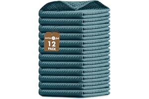 Native Fab Waffle 12 Pack Dish Cloths - 100% Cotton, Absorbent, Quick Drying, Washable Towels for Cleaning, Cooking - Ideal f