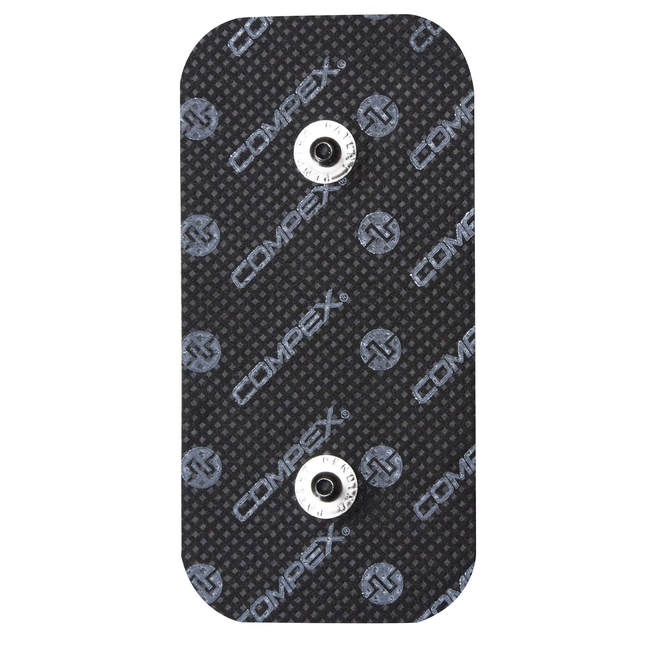 Compex | Bag of 2 Black Electrodes 5x10 cm with 2 Snap connector | Compatible electro muscle stimulators Wired and Wireless