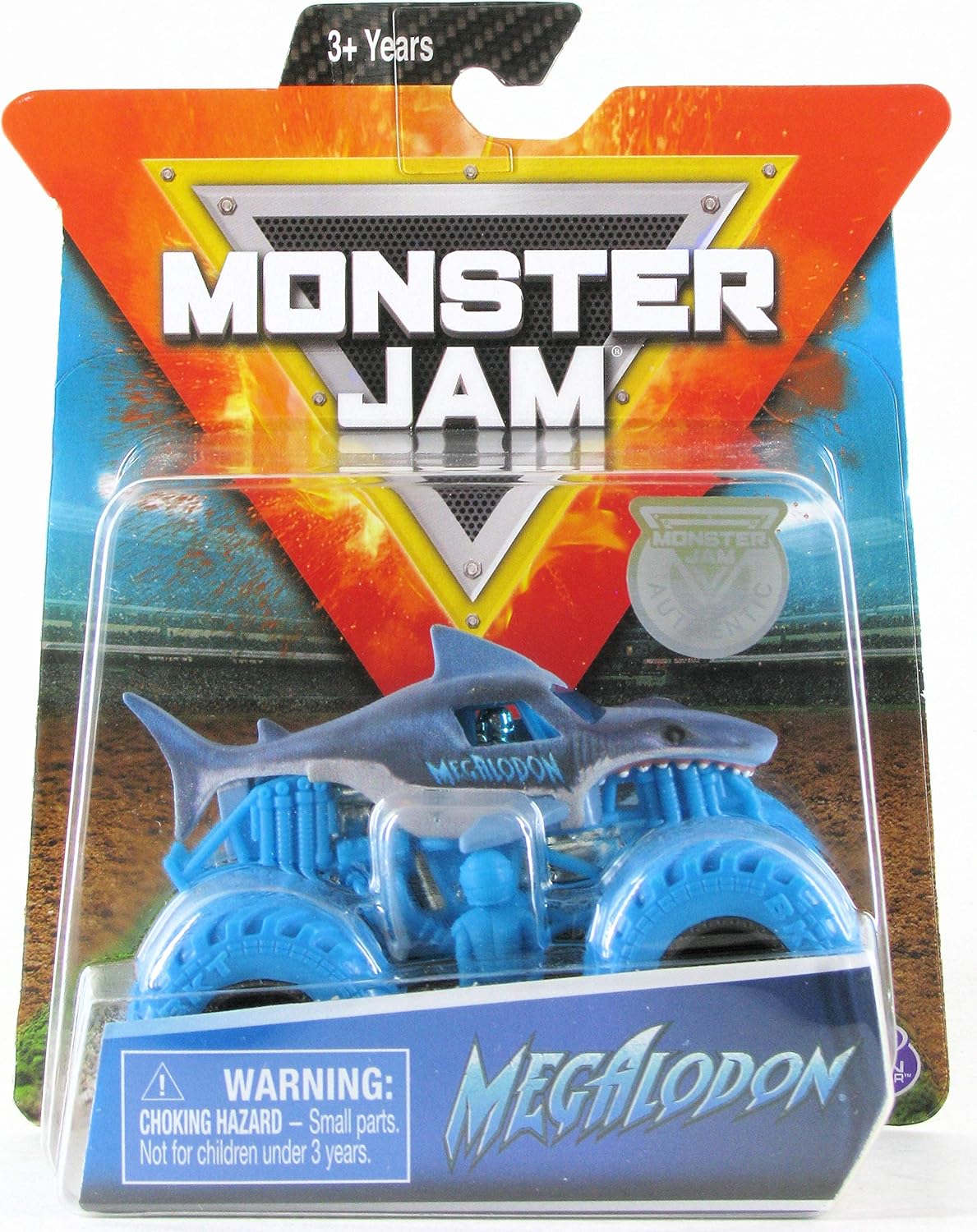 Monster Jam 2019 Nitro Neon Megalodon 1:64 Scale Diecast Monster Truck with Figure and Poster by Spin Master