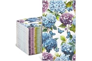 Homlouue 100PCS Watercolor Hydrangea Floral Napkins, 3 Ply Guest Towels Disposable Bathroom, Floral Paper Napkins Disposable, Flower Party Paper Napkins Decorative for Spring Summer Fall Decorations