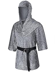 Renaissance Faux Chain Mail Armor Tunic Shirt Coif
