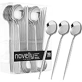 Novelty Modern Flatware, Cutlery, Disposable Plastic Soup Spoons Luxury Silver 32 Count