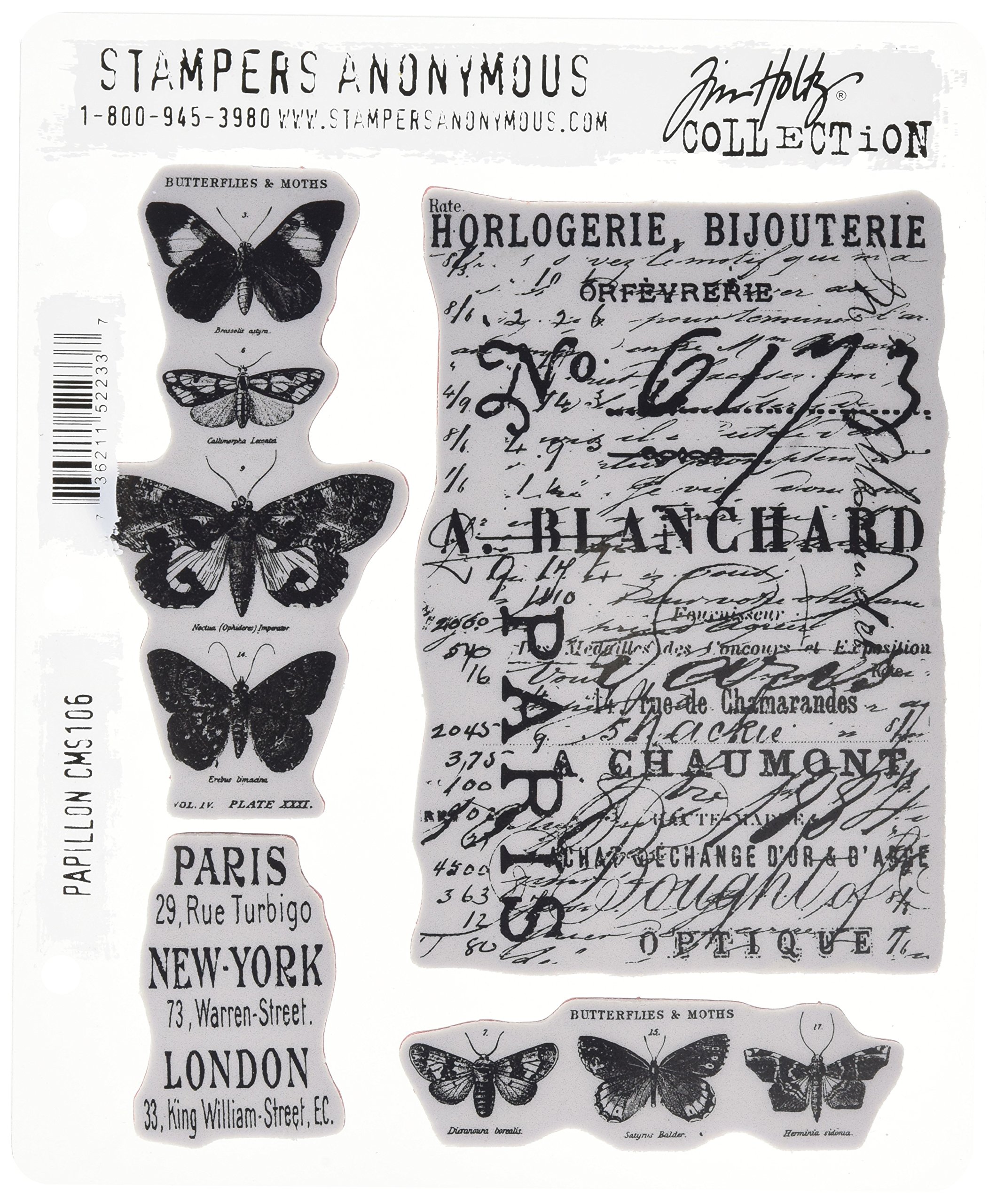 Tim Holtz 7 x 8.5-inch Cling Rubber Stamp Set Papillon