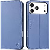 SHIELDON Genuine Leather Case Wallet for iPhone 17 Pro Max 6.9-inch | Folio Magnetic | RFID Blocking Credit Card Holder | Kickstand | Shockproof Phone Cover 2025 | Wisteria Purple