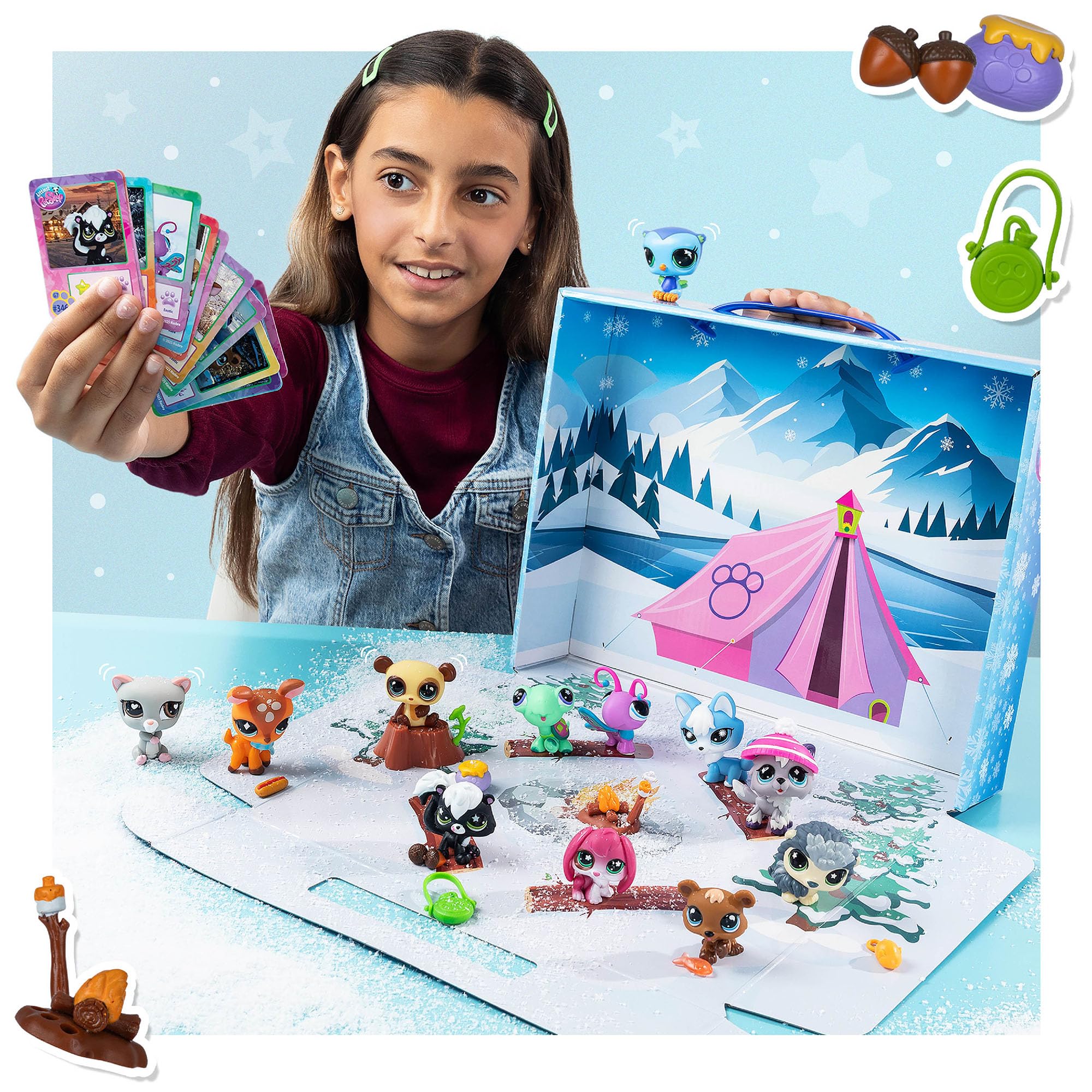 Littlest Pet Shop Cozy Campfire Play Pack - Series 4 - Gen 7 Authentic LPS Bobble Head Toy Figure, Collectible Toy Animal, Ages 4+
