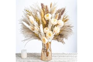 NTLPAMPA Boho Decor Bouquet - Artificial Flowers and Pampas Grass Decor kit,Mix Dried Flower Arrangement Bunny Tail Home Table Rustic Farmhouse Bedroom Decor