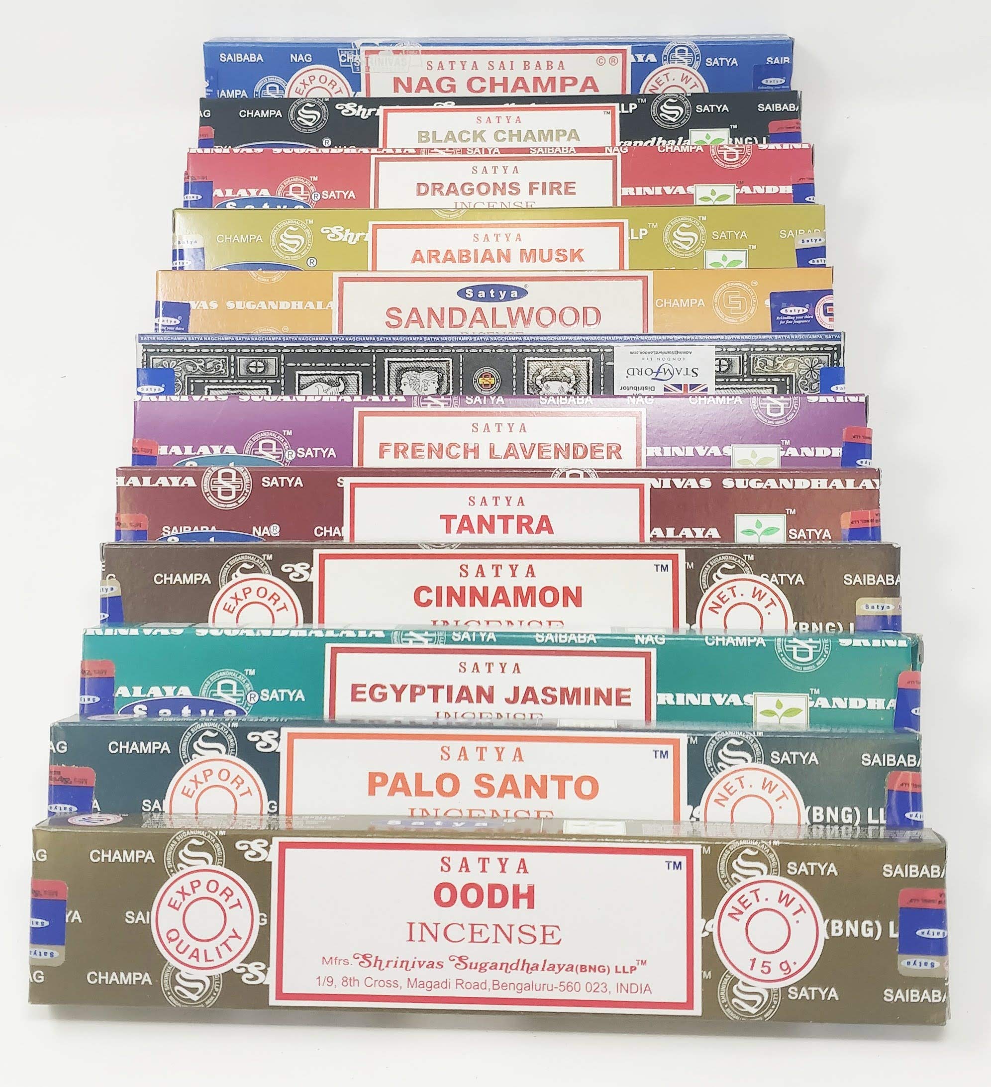 JRose Collections Satya Nag Champa and Sterling Effectz Combo Set of Incense Sticks and JR Incense Holder 12 Packs 15g, Multi Fragrances Set-JR1