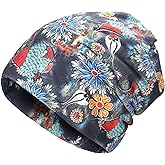 ZLYC Women Summer Thin Beanie Hat Floral Lightweight Slouchy Hat