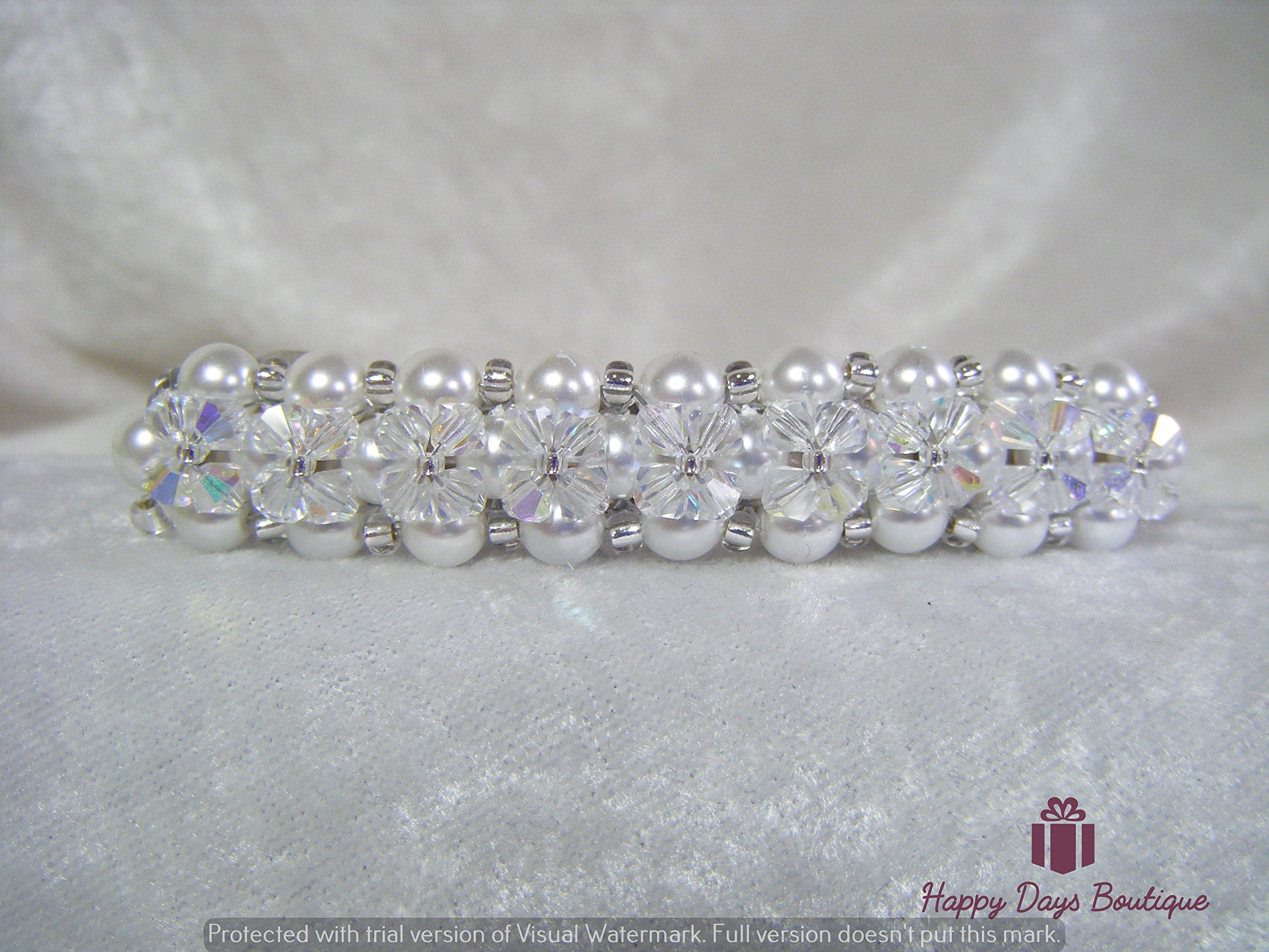 Hair Slide Barette - Wedding, Party, Prom, Ball, Communion - Pearl & Crystal