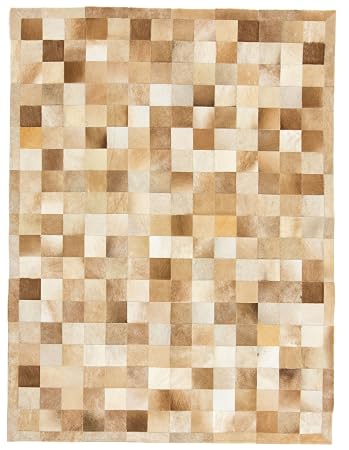 Carpetfine Kuhfell Teppich 150x200 Beige Kariert Amazon De