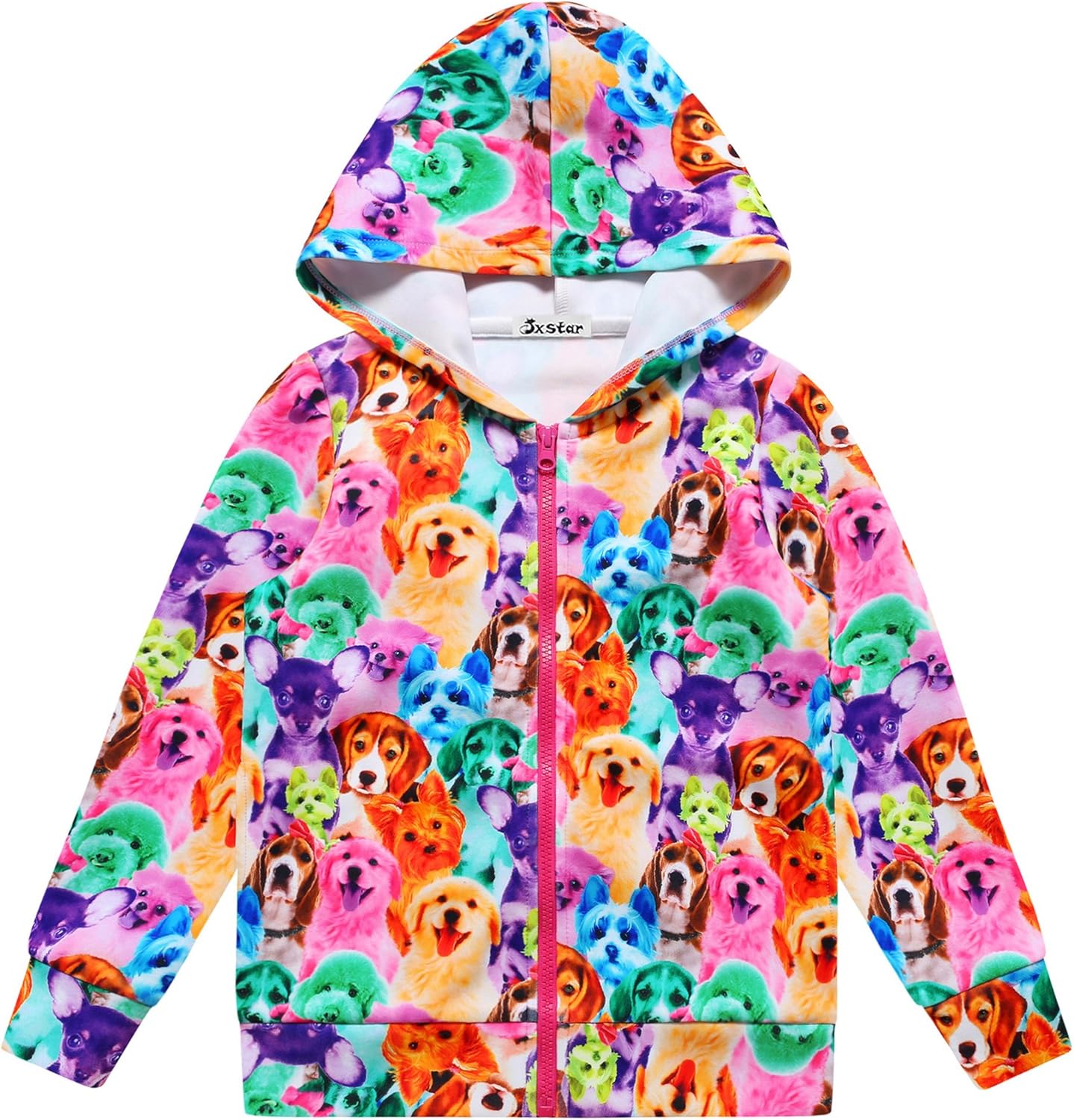 Girls Zip Up Hoodie Jacket Unicorn/Cat Sweatshirt with Pockets: Clothing