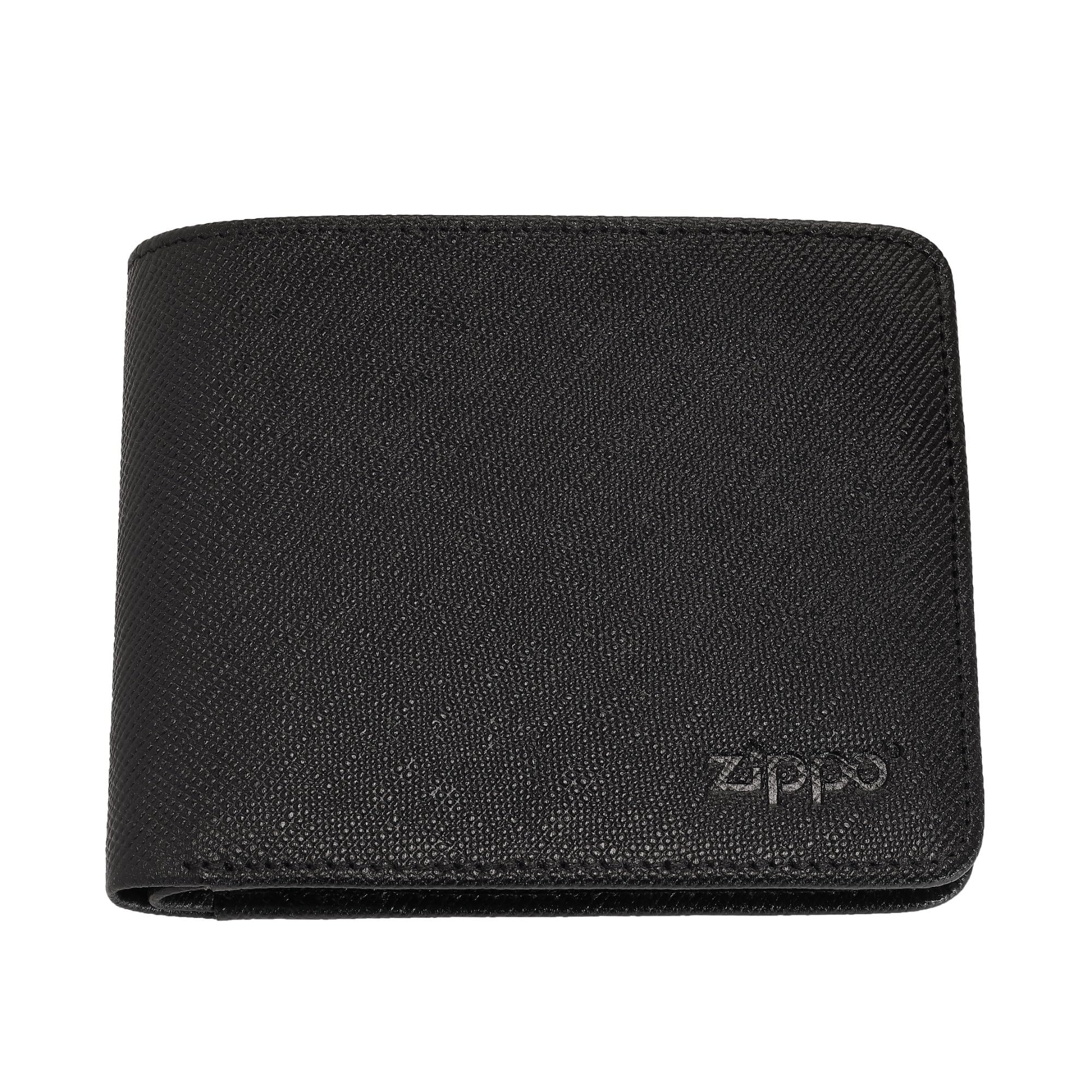 Zippo - Purse/Wallet for Women and Men, Saffiano Leather, Black, with RFID Protection, Money Clip, Ideal for Cards and Notes
