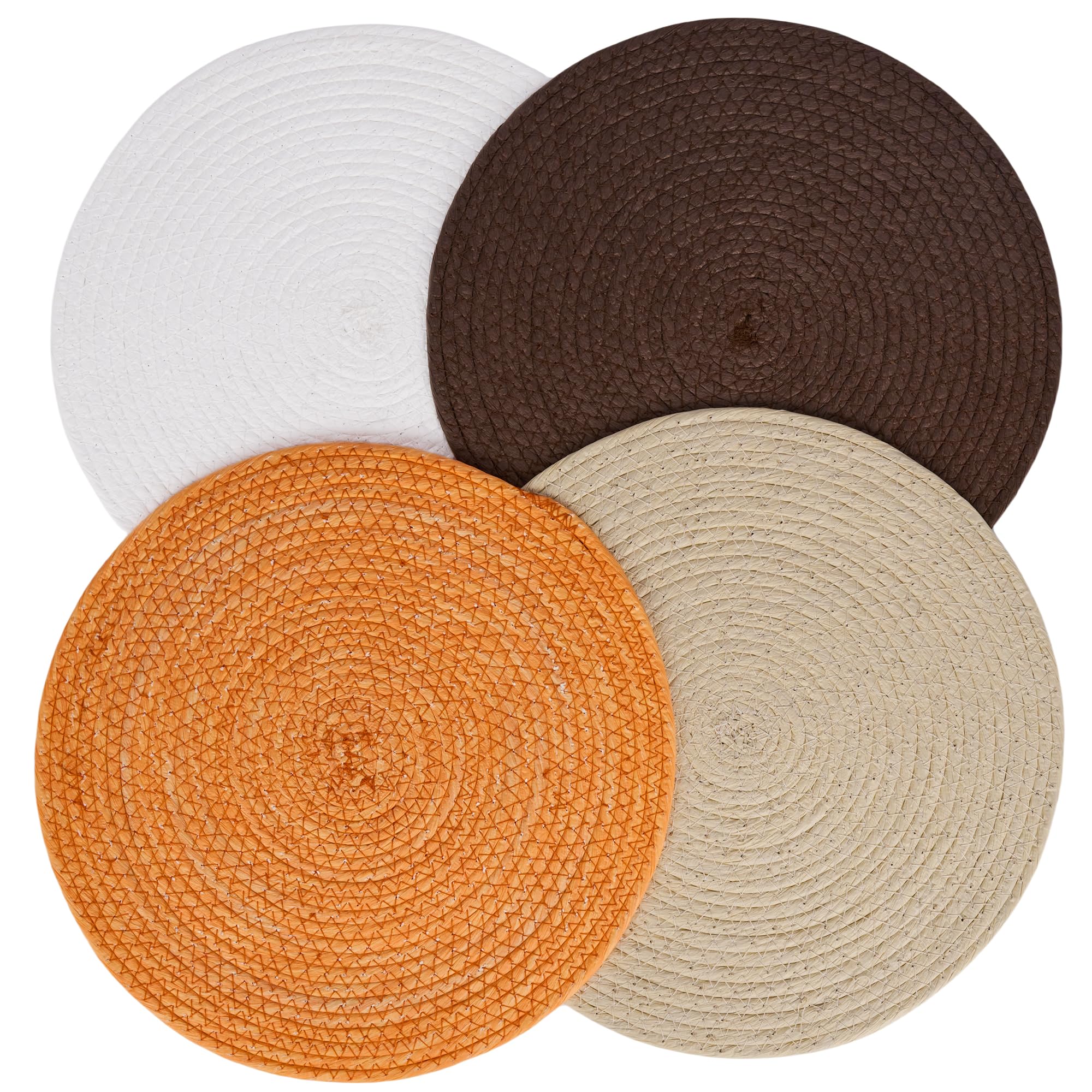 Photo 1 of 13 Inches Round Woven Placemats Set of 4,Boho Placemats Table Mats Woven Washable Table Placemats for Fall Kitchen Dining Home Farmhouse Thanksgiving Christmas Decoration Heat Resistant Place Mat ?