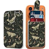 DEENAKIN for MagSafe Wallet,3 Card Holder With RFID Blocking, Slim Magnetic Wallet for iPhone 17/16/15/14/13/12/11 Series with Cute Trendy Floral Designs for Women/Girls, Gothic Butterfly Moon