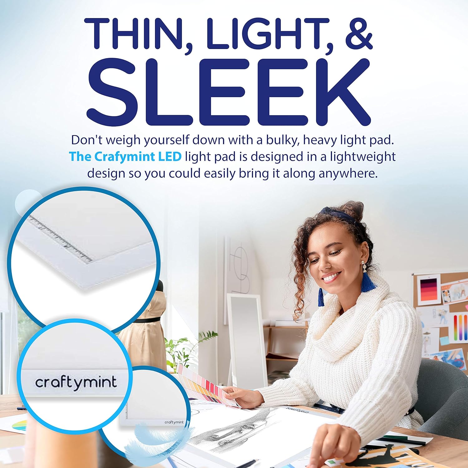 Crafty Mint Large Ultra Thin A4 Tracing Light Box - Portable USB Box and Diamond Painting Light Pad - Drawing Pads for Designers - Art Accessories and Gifts for Artists
