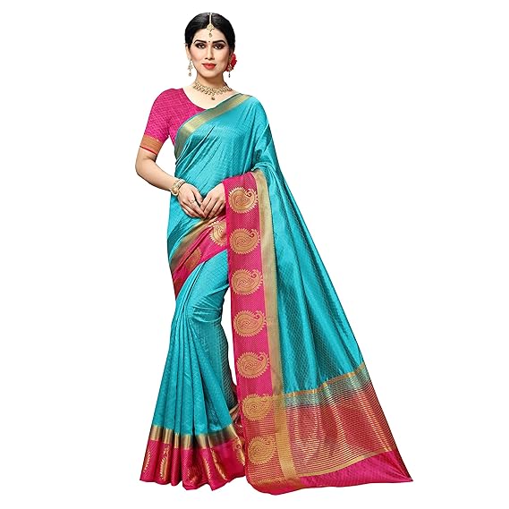 Women's Kanchipuram Silk Saree With Blouse Piece