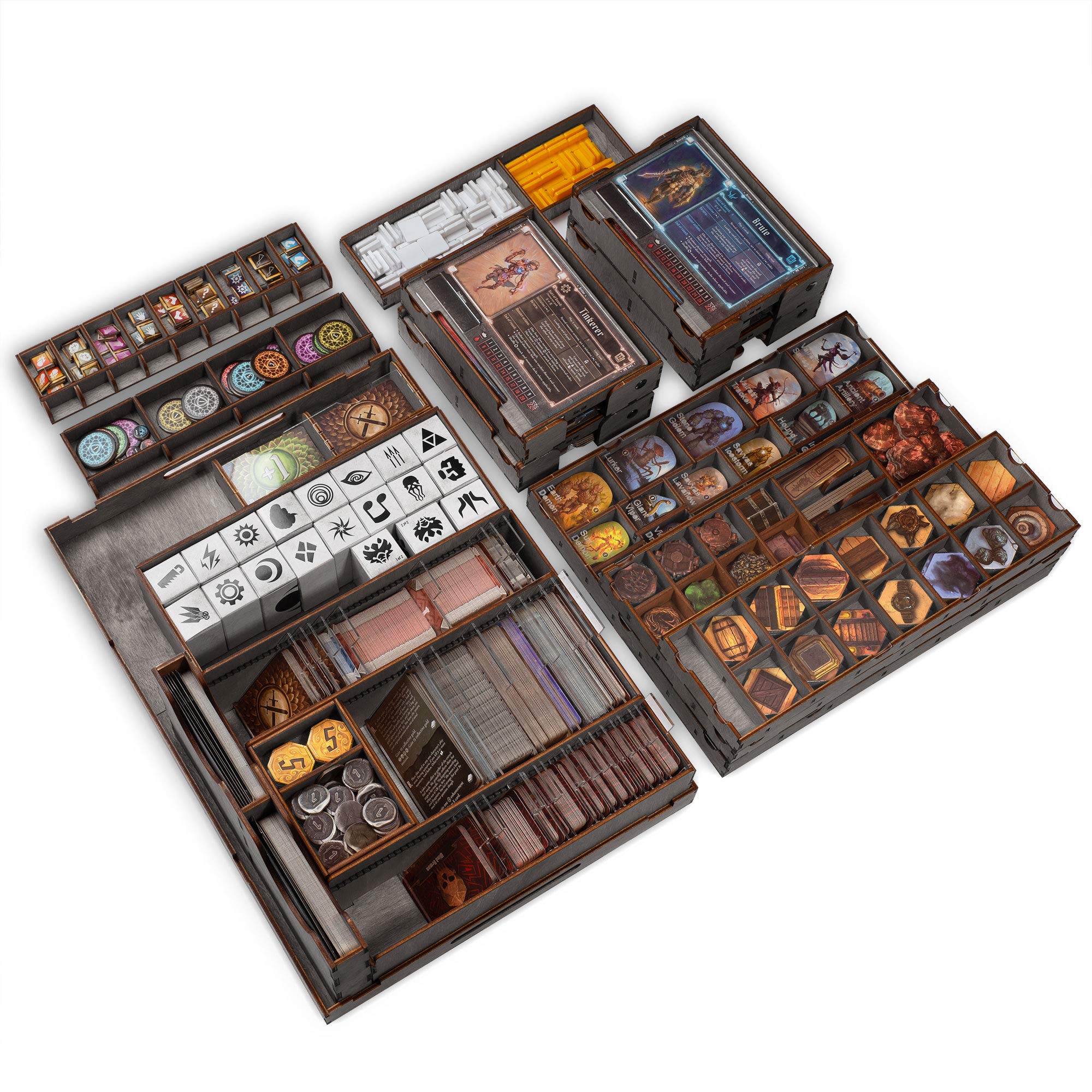 SMONEX Wooden Organizer Compatible with Gloomhaven Board Game - Box Suitable for Storage All Gloomhaven Expansions - Insert and Storage Suitable for Gloomhaven (Gray)