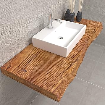 Mensola In Legno Piano Lavabo Da Bagno Mensola In Legno Rustico Grezzo Misura 110x50x6 Cm Mensola Da Bagno In Legno Massello Con Frontale
