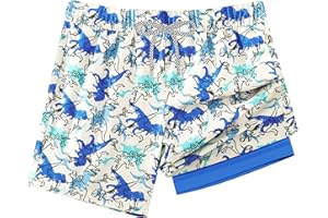 APTRO Boys Swim Trunks with Zipper Pockets & Compression Liner Quick Dry 2 in 1 Beach Shorts