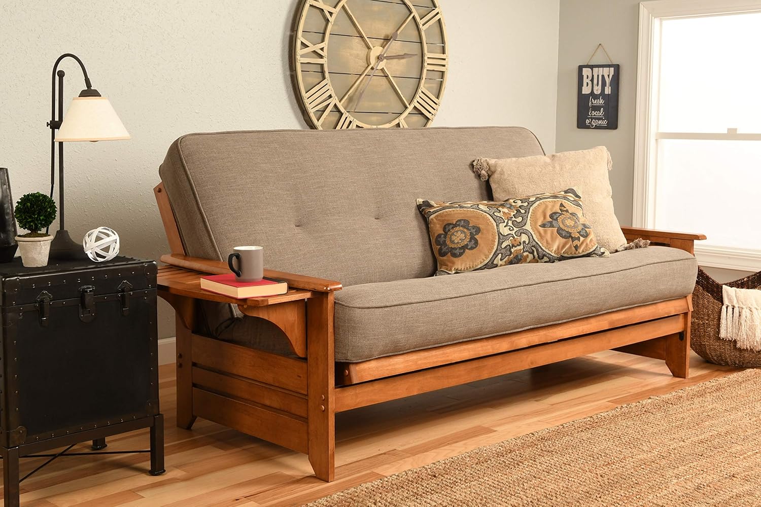 Kodiak Furniture Phoenix Futon Set, Full, Linen Stone