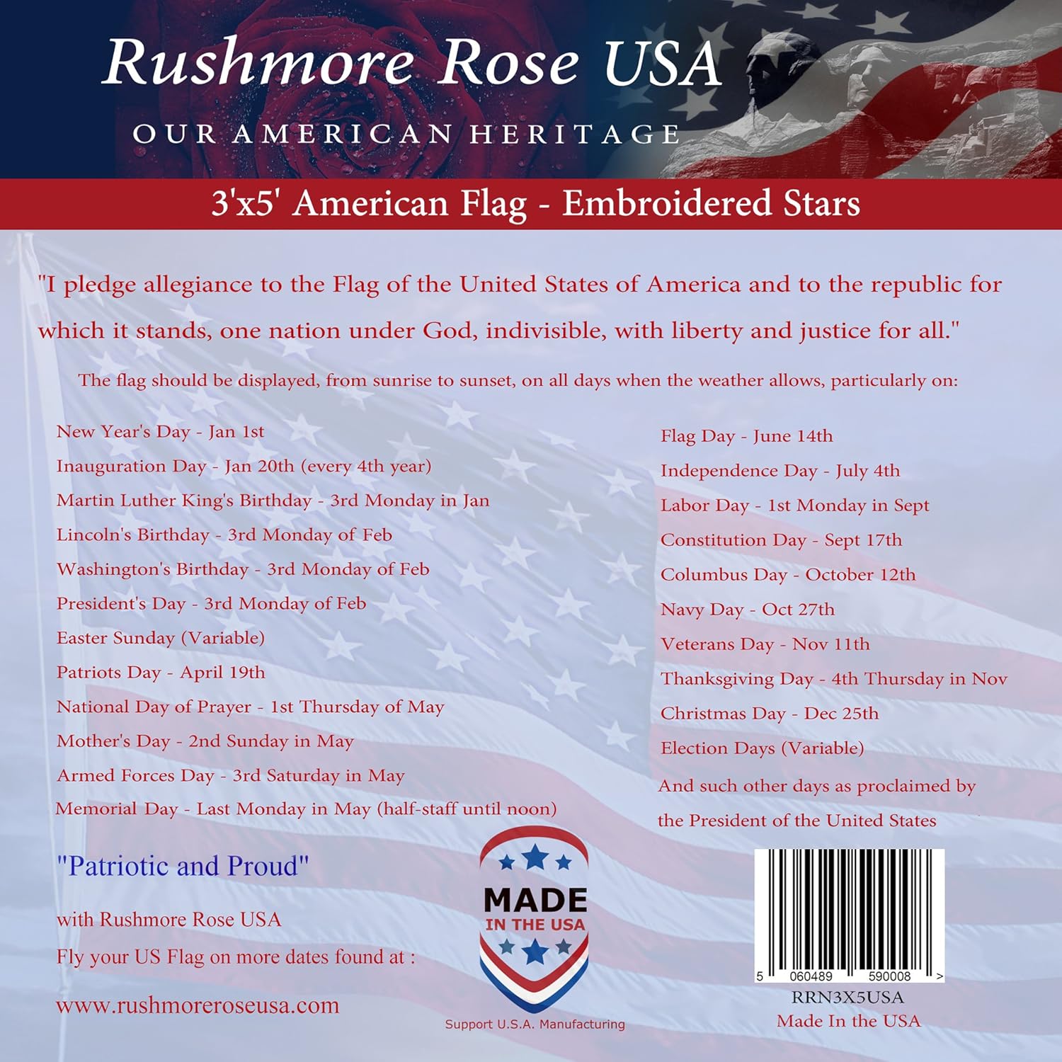 American Flag 3x5 - Made in USA. Premium US Flag. Embroidered Stars and Stripes - American Flags Made in America : Garden & Outdoor