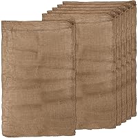 KEILEOHO 6-Pack 24 x 39 Inch Reusable Jute Burlap Sacks, Brown, Drawstring Closure, Large Capacity, Multi-Purpose Storage Bag