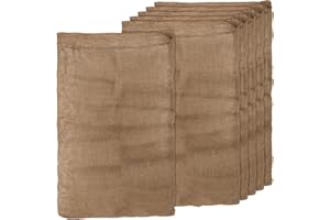 KEILEOHO 6-Pack 24 x 39 Inch Reusable Jute Burlap Sacks, Brown, Drawstring Closure, Large Capacity, Multi-Purpose Storage Bag