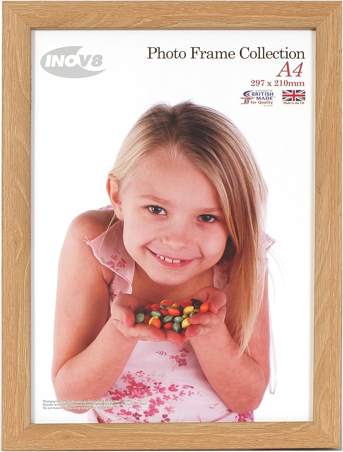 Inov8 Framing - Lime Oak A4 Inch (21x29.7cm) British Made Photo Frame - Wood Effect with Glass Picture Frame