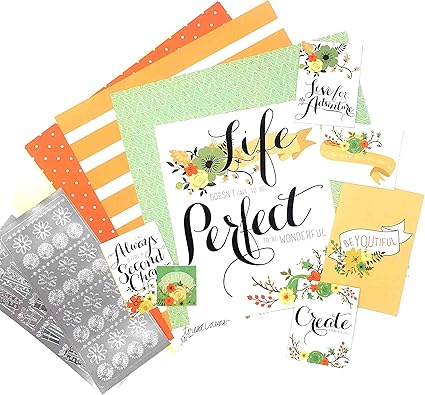 Amazon Co Jp Spring Fling ウェディング スクラップブックキット ウェディング スクラップブック ステッカー 12 X 12 デザイナー カードストック ペーパー ウェディング スクラップブック コレクションキット 87ピース ホーム キッチン