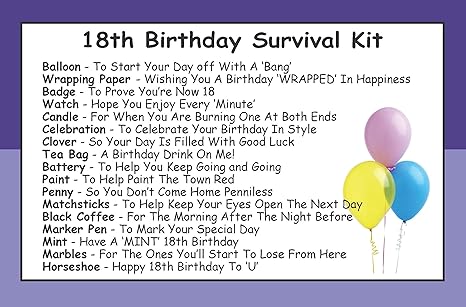 18th birthday survival kit boy