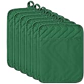 R HORSE 6Pcs Pot Holder for Kitchen Christmas Green Potholders with Pockets Cotton Heat Resistant Potholder Terry Coaster Oven Mitts Hot Pads for Baking Cooking Christmas Pot Holder Gift 7''x9''