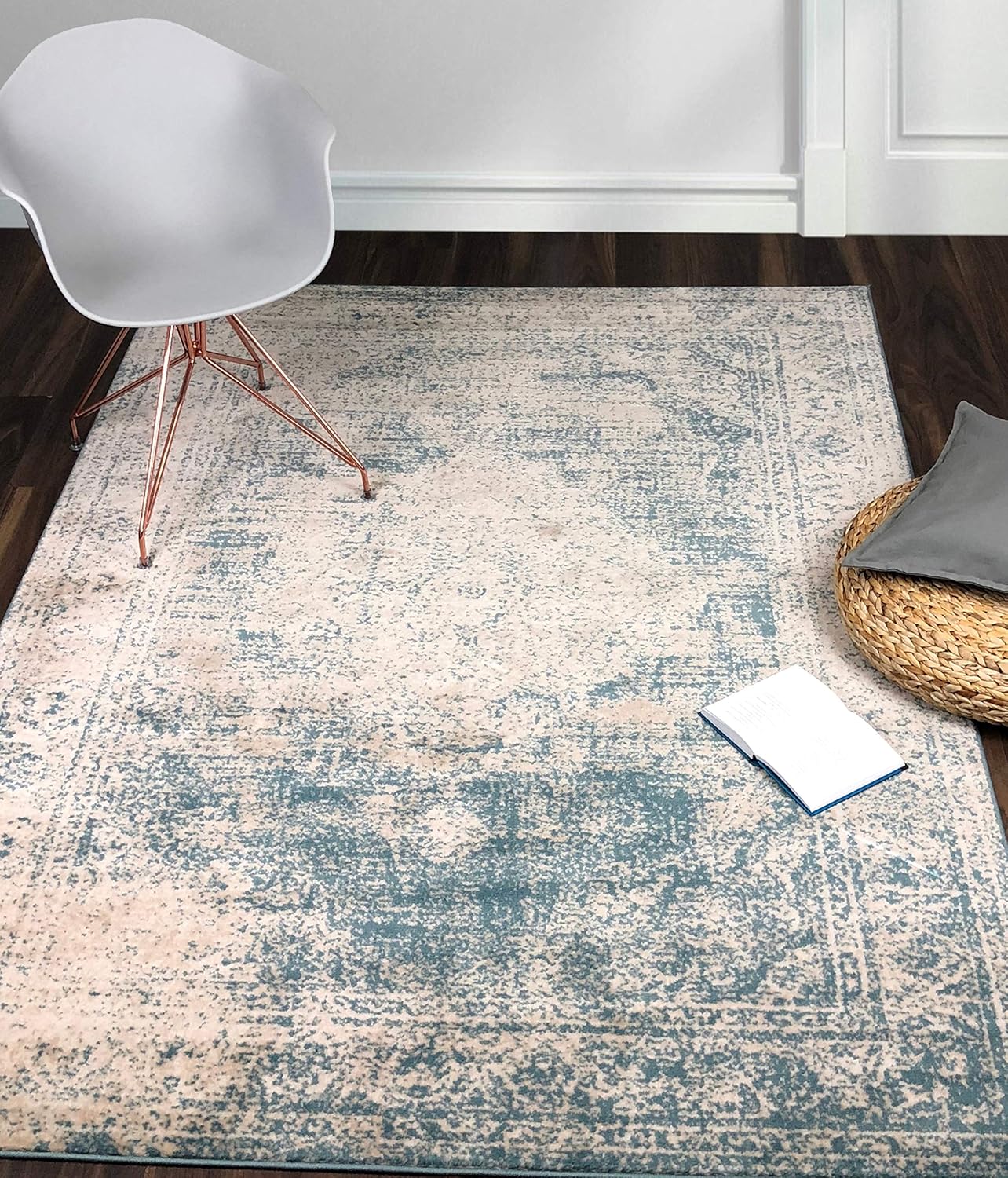 A2Z Rug Vintage Traditional Santorini Collection Blue 200x290 cm 6.6x9.5 ft Area Rugs Amazon