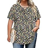 OLRIK Plus Size Tunic Tops For Women Ruffle Sleeve Crew Neck 2025 Summer Shirts Loose Fit Dressy Blouse