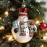 Giftgarden Blown Glass Snowman Christmas Ornament, Vintage Christmas Tree Hanging Decoration 5.7 Inches
