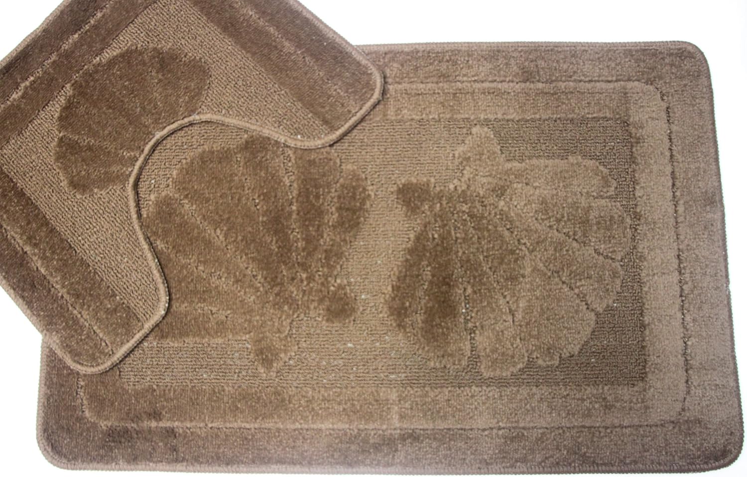 Brown Bath Mat Set , 2 Piece Set, Bathroom Mat + Pedestal Mat Sea Shell Design Amazon.co.uk