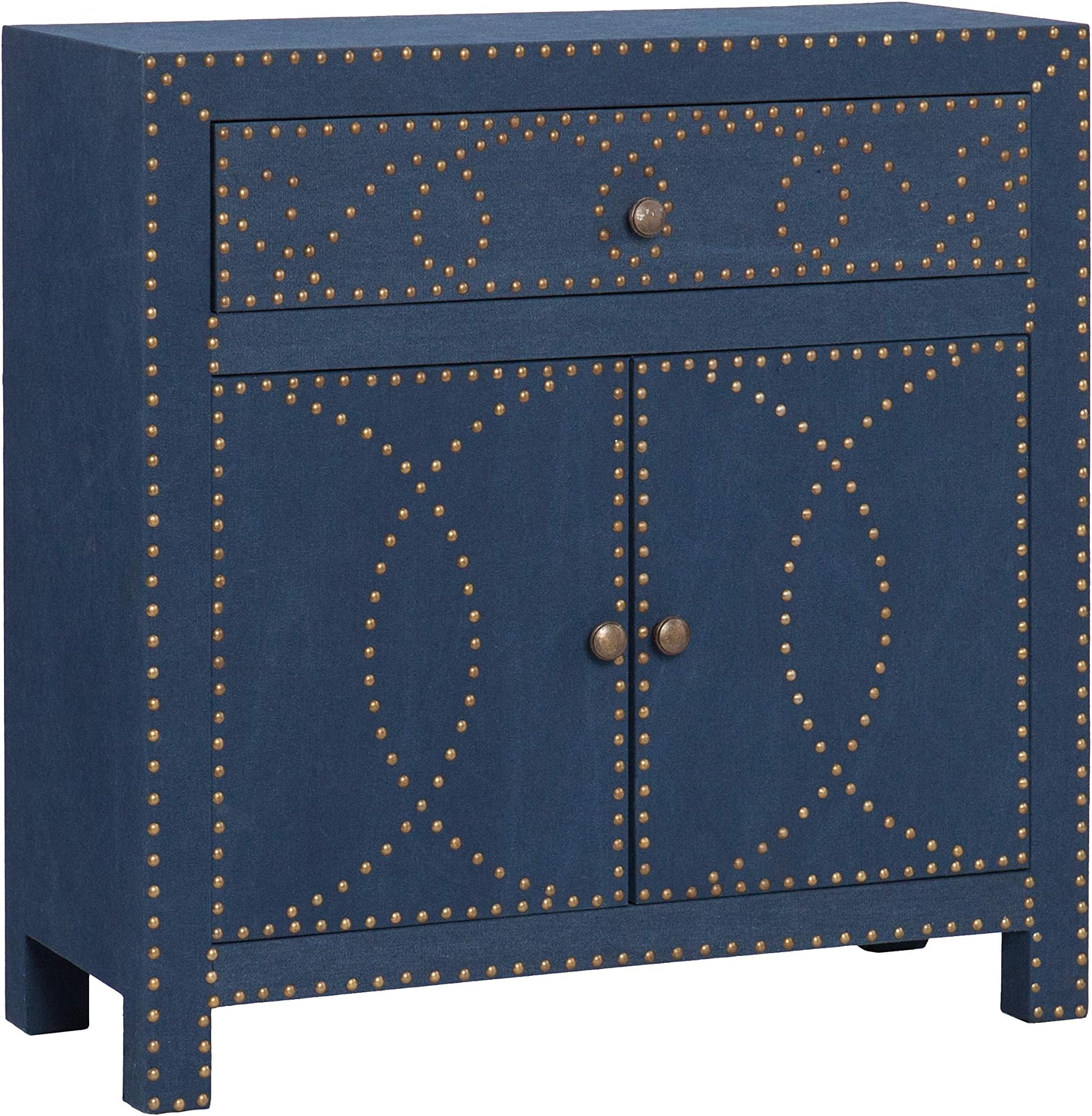 SEI FurnitureFlorian Double Door Navy Cabinet - Ornate Design - 2 Door Cabinet w/ Removable Shelf