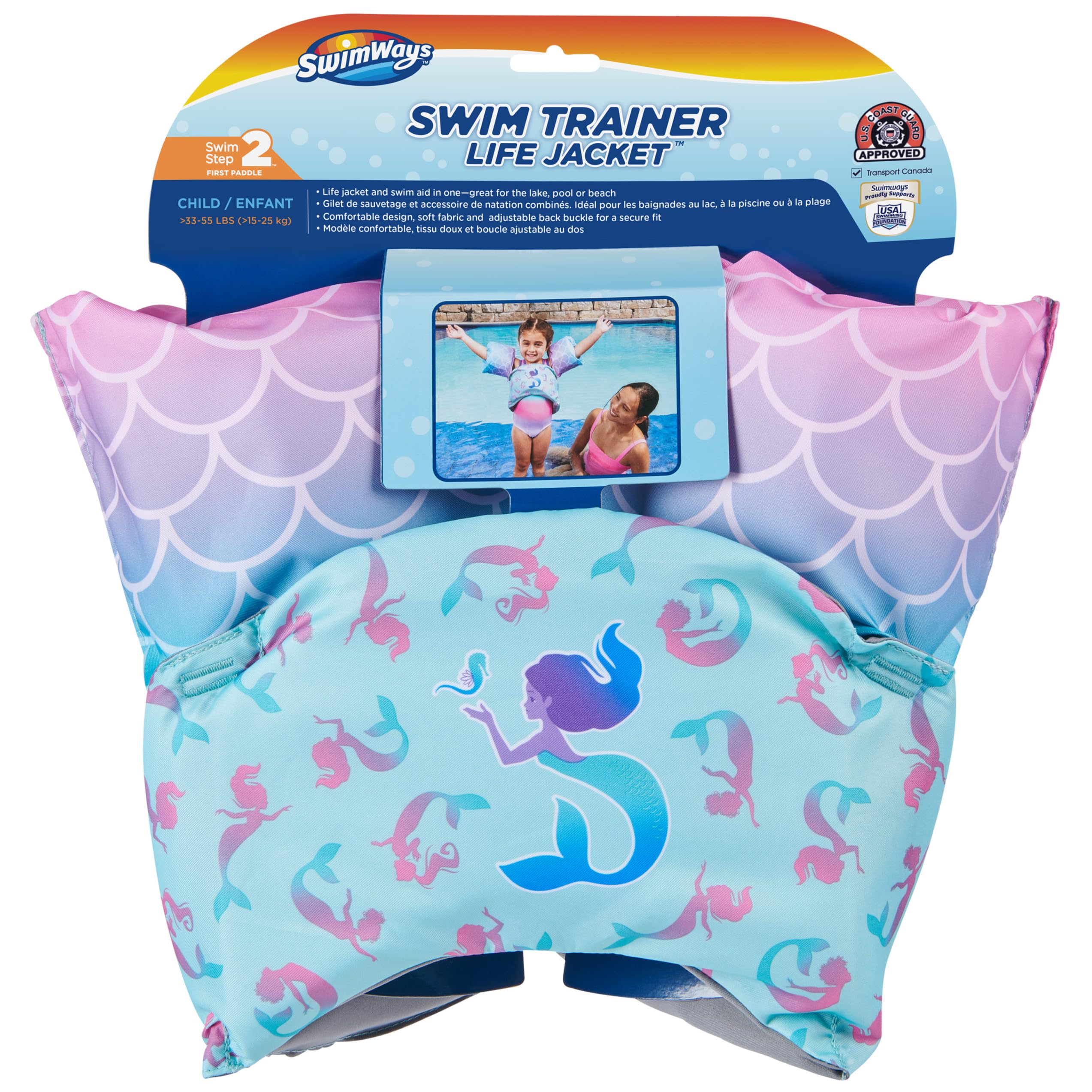 SwimWays Swim Trainer, US Coast Guard Approved Life Vest Kids Swim Vest