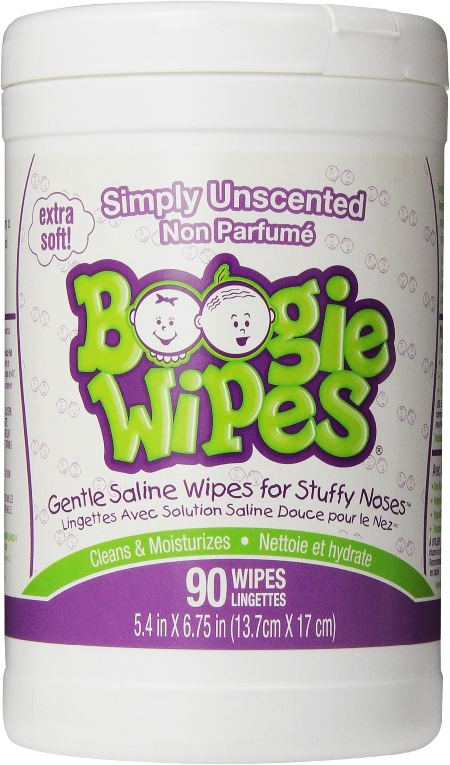 Boogie Wipes Canister, Simply Unscented, 90 Extra Soft Wipes