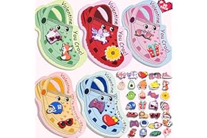 AYGXU Valentines day cards for kids school-valentines day gifts for kids,30pcs Cards with 60 Shoe Charms for boys girls,valentine exchange gifts bulk party favors