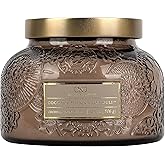 Coconut Milk & Patchouli Candle Jar (17.6 oz) Cane Sugar, Palm Leaves, & Sandalwood - Large Scented Candles for Relaxing - Dual Wick Embossed Glass Jar Candle - Tropical Scented Candle Gift for Women