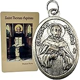 Westmon Works St Thomas Aquinas Medal Set Italian Metal Medallion with USA Made Prayer Holy Card