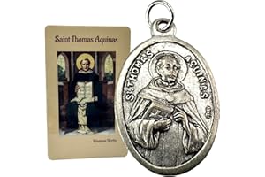 Westmon Works St Thomas Aquinas Medal Set Italian Metal Medallion with USA Made Prayer Holy Card