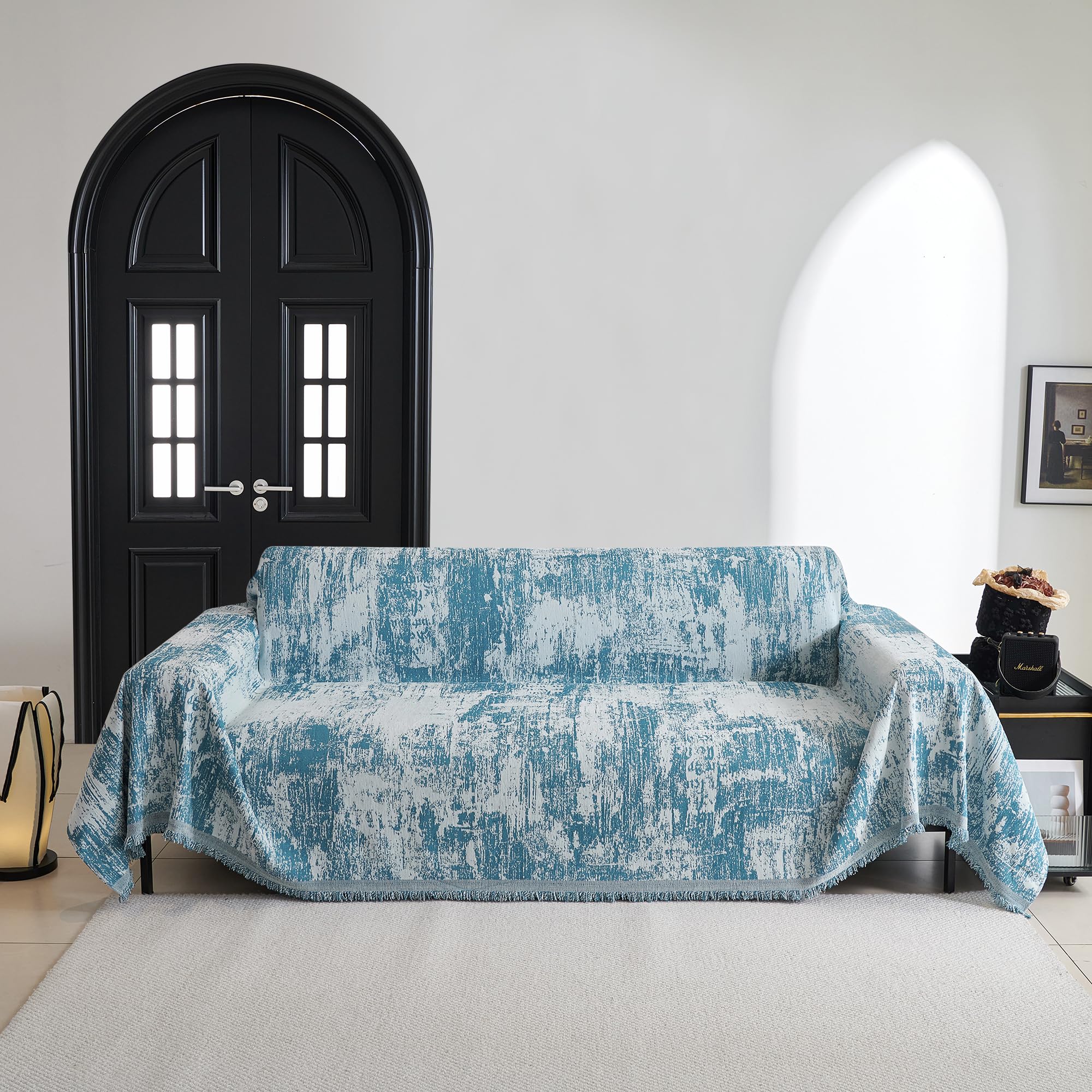 Photo 1 of MYSKY HOME Sectional Couch Cover Sage Abstract Geometric Sofa Covers for Sectional Sofa L Shape Chenille Couch Protector for Dogs Pets Couch Throw Cover Washable Durable for Home Decor, 71" X118"