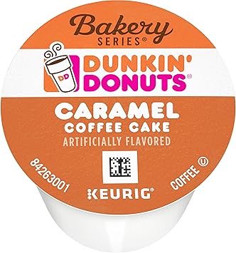 Dunkin' Donuts Bakery Series Caramel Coffee Cake Flavored Coffee K-Cup Pods, For Keurig Brewers, 10 Count