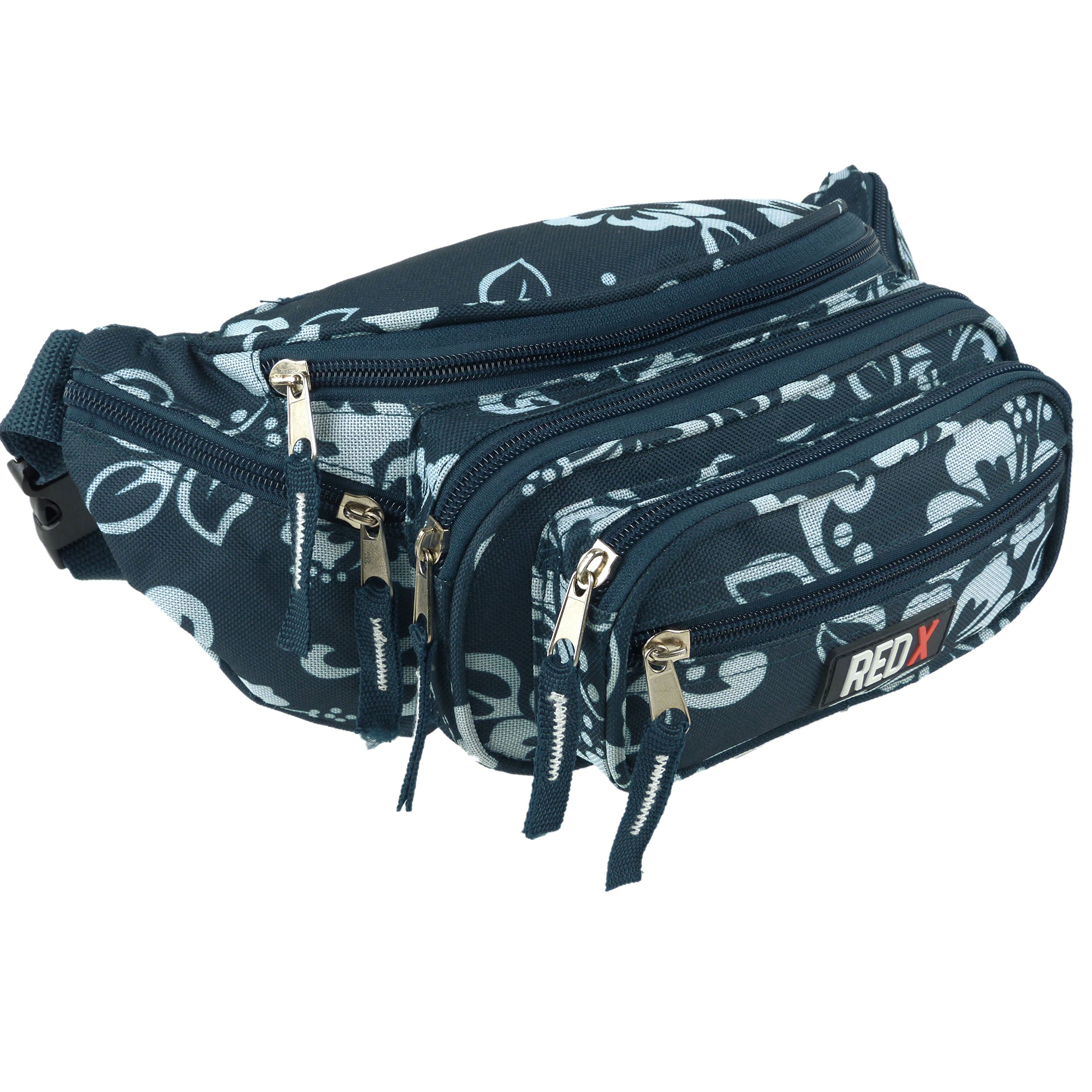 Ladies Mens Canvas Hibiscus Waist Bum Bag Fanny Pack by RED X ® Travel Holiday Security