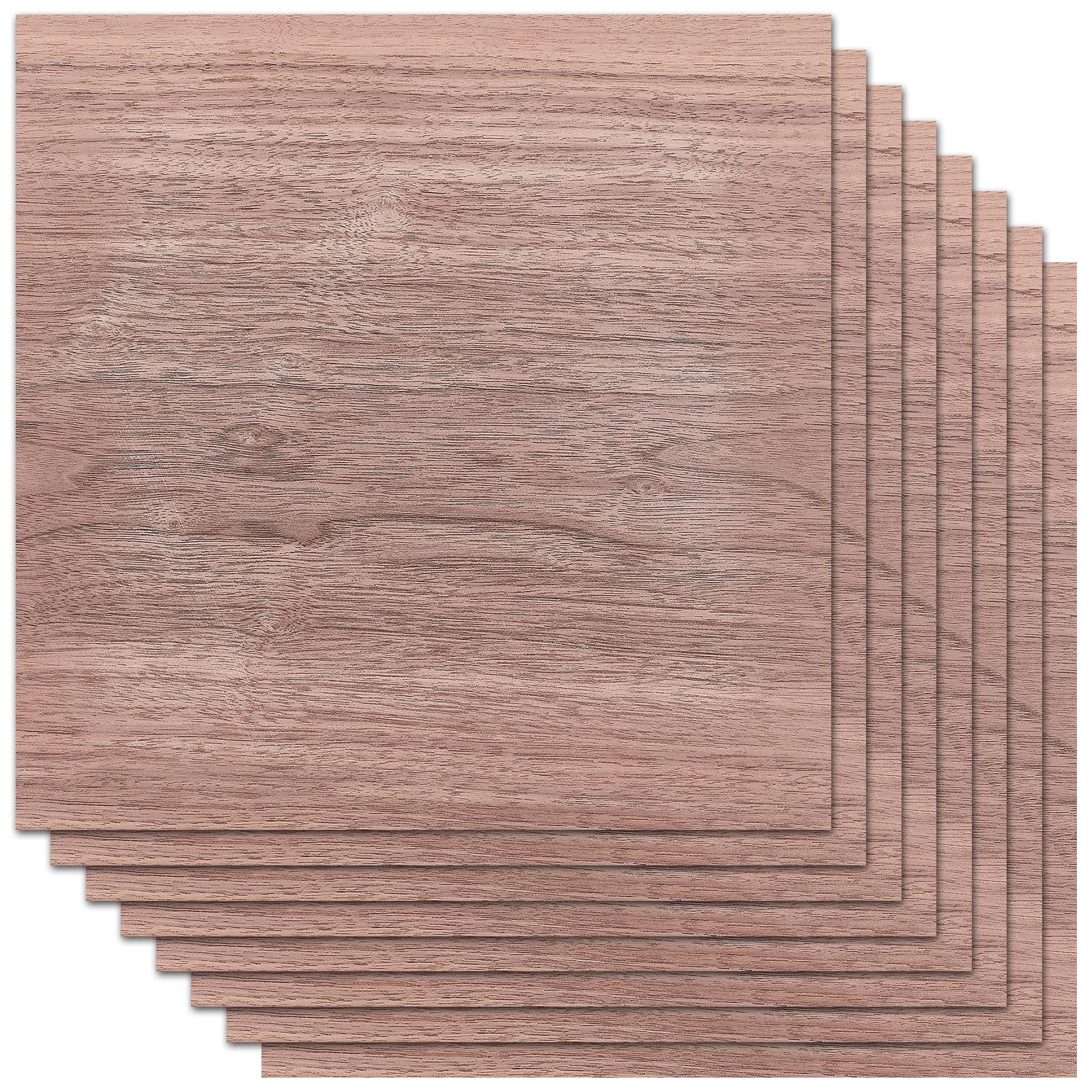 BENECREAT 8 Sheets Walnut Wood Sheet, 30x30cm Square Hardwood Veneer Boards for Wood Craft DIY Project, 0.5mm Think
