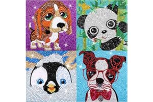 ForPeak Diamond Painting Kits for Kids Diamond Art Gem by Number Kits Arts and Crafts for Kids Ages 8-12 DIY Full Drill Painting Kits for Home Wall Decor 4 Pieces 6" X 6"