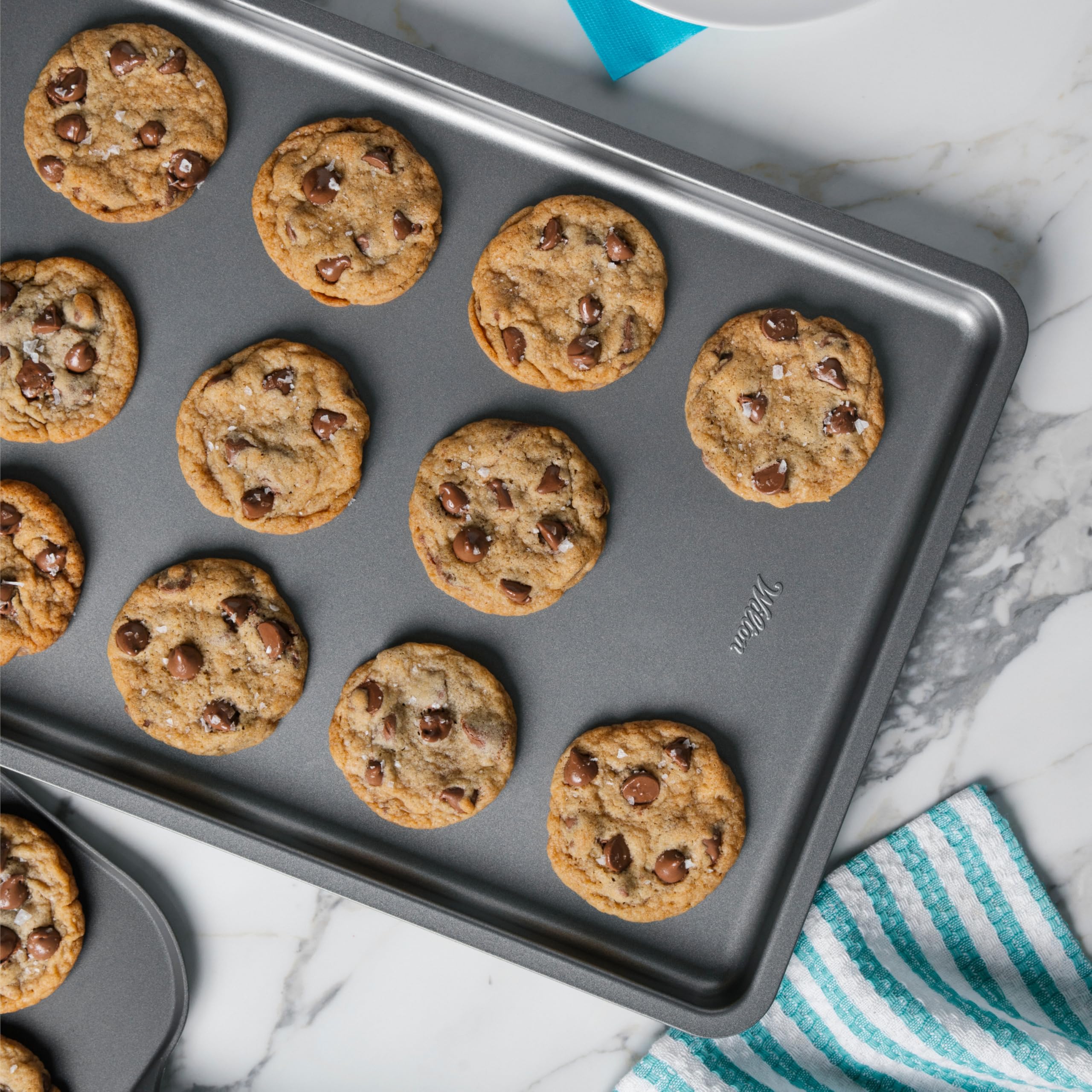 Wilton Silver 2- Piece Non-Stick Baking Sheet Set, Stainless Steel Bakeware for Baking and Roasting, Made without PFAS