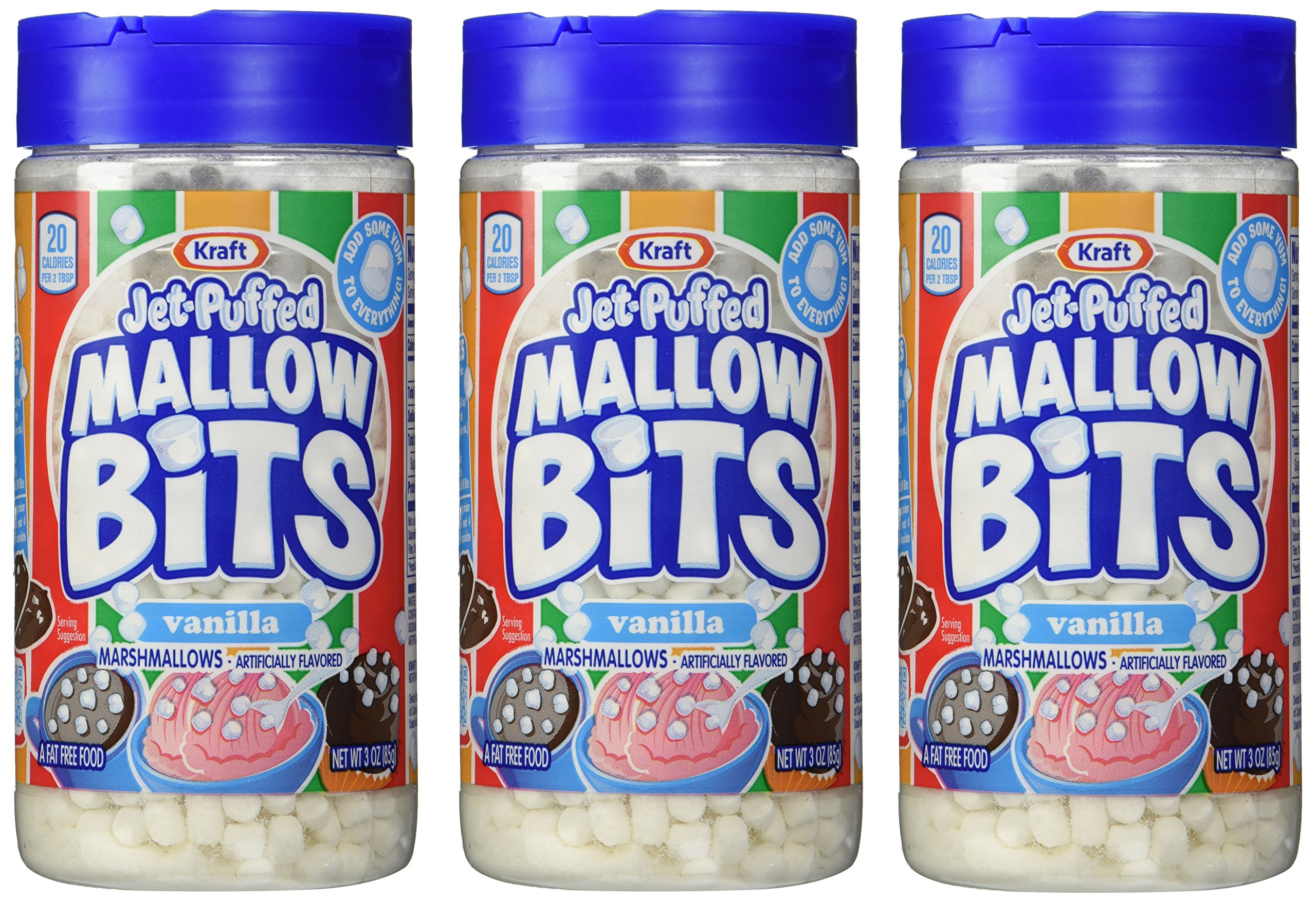 Kraft Jetpuffed Mallow Bits Vanilla Flavor Marshmallows, 3 OZ Bottles